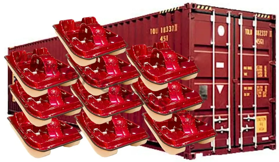 Container Load of 4-Seater Fiberglass Pedal Boats