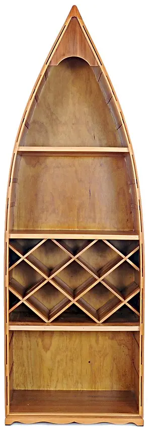 Wooden Canoe Wine Shelf